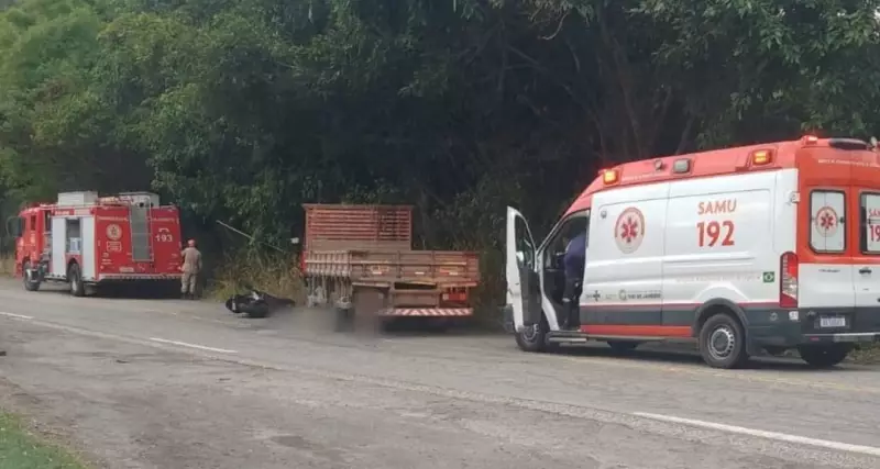 Jovem perde a vida em grave acidente entre moto e caminhão na RJ-121 em Vassouras