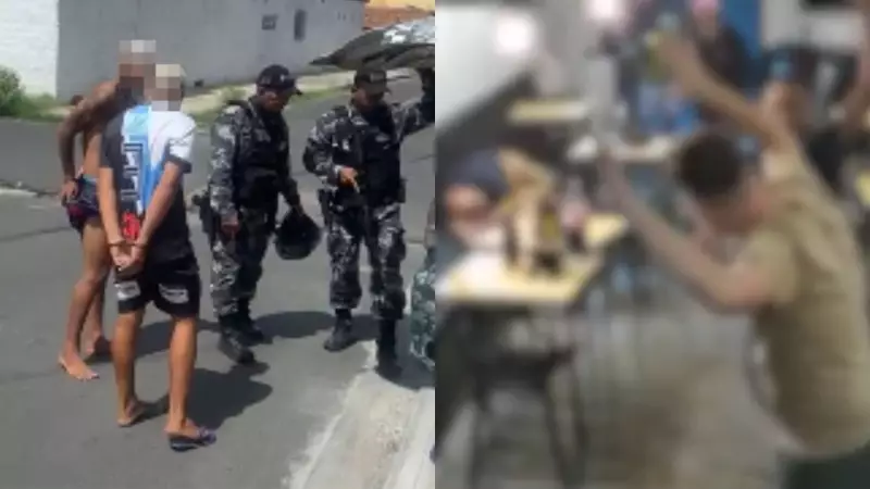 Jovens são presos e adolescente apreendido após invadirem bar e roubarem clientes em Teresina