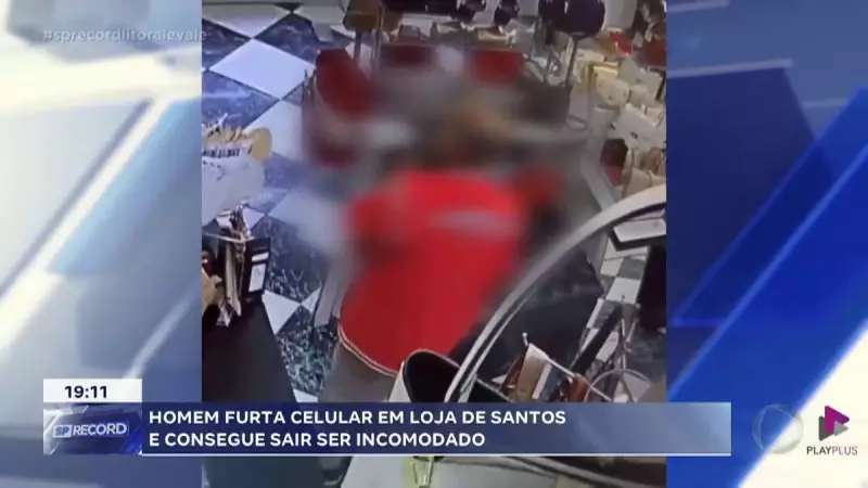 Ladrão rouba celular em loja de Santos e foge sem ser notado — veja os detalhes