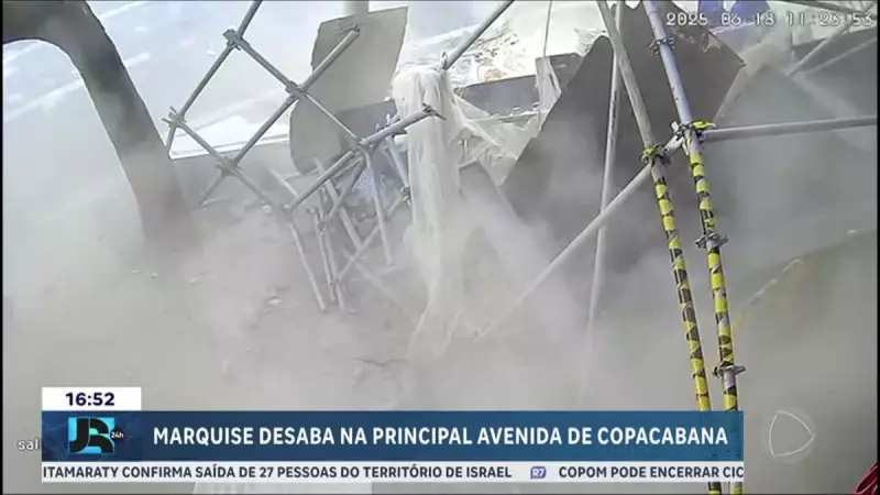 Marquise de prédio desaba em Copacabana e homem escapa ileso — Veja o vídeo!