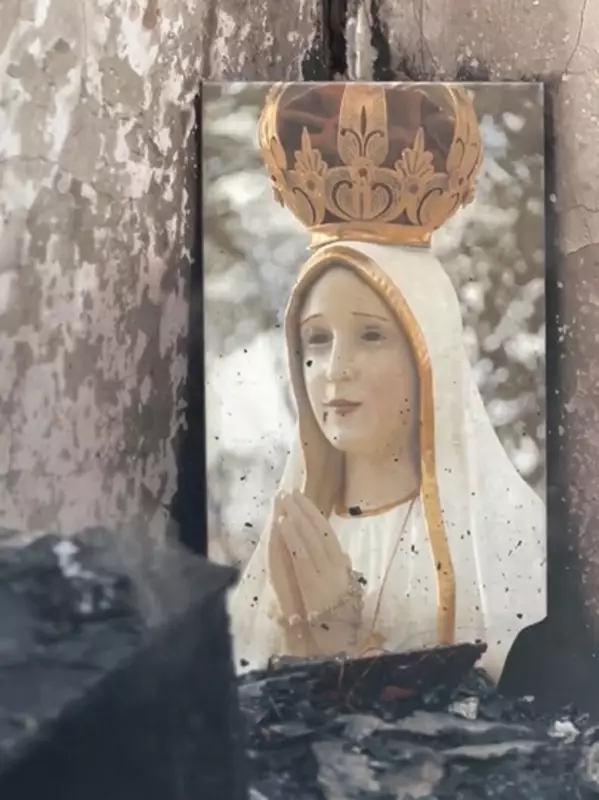 Milagre em Mato Grosso do Sul: Imagem de Nossa Senhora de Fátima resiste a incêndio que destruiu casa