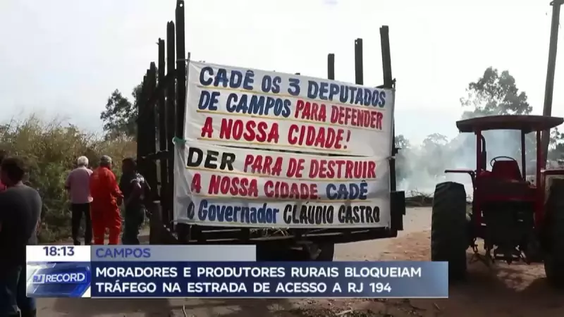 Moradores e produtores rurais bloqueiam RJ-194 em protesto por melhorias na estrada