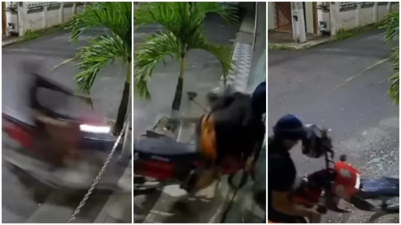 Motociclista em alta velocidade invade loja, quebra porta de vidro e foge sem deixar rastros no Ceará