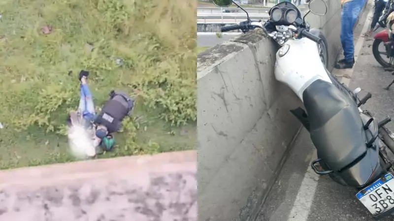 Motociclista sofre queda grave do Viaduto do Entroncamento em Belém