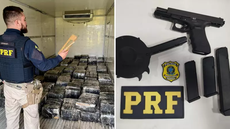 Motorista de caminhão é flagrado com arma restrita e 2 toneladas de maconha na BR-277 no Paraná