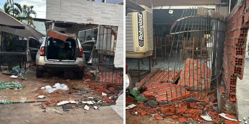 Motorista perde controle e colide contra muro de restaurante em Americana; veja o vídeo