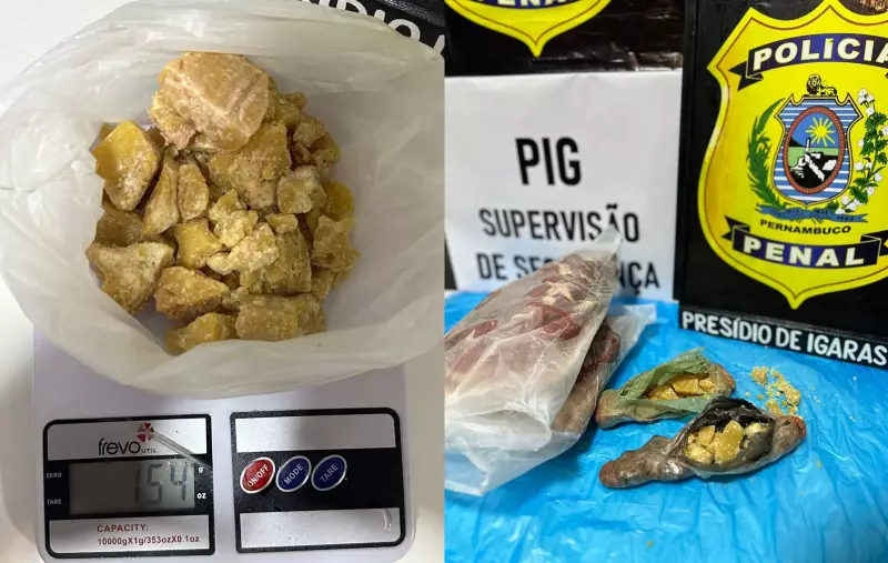 Mulher é presa ao tentar entrar em presídio de Igarassu com crack escondido em pedaço de carne
