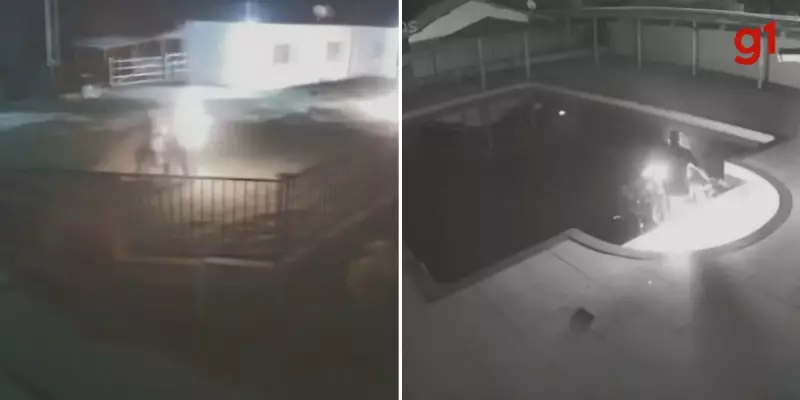 Mulher em chamas pula em piscina após ser incendiada pelo companheiro em MG - Veja o vídeo chocante