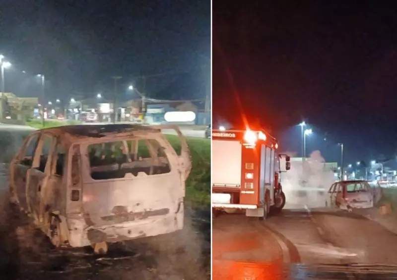 Mulher escapa por pouco de tragédia ao abastecer carro e ver veículo pegar fogo no litoral de SP