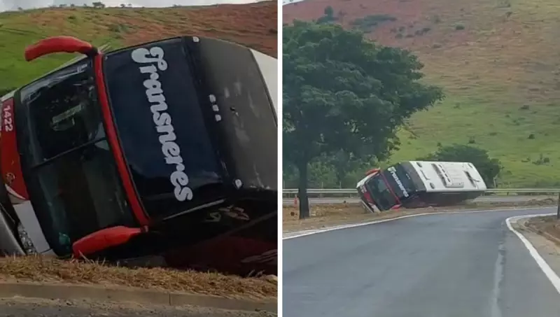 Ônibus com 35 passageiros tomba na BR-381 em Governador Valadares: veja detalhes do acidente
