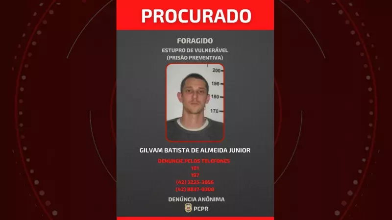 Padrasto acusado de estupro de vulnerável está foragido há 8 meses no Paraná: polícia divulga foto