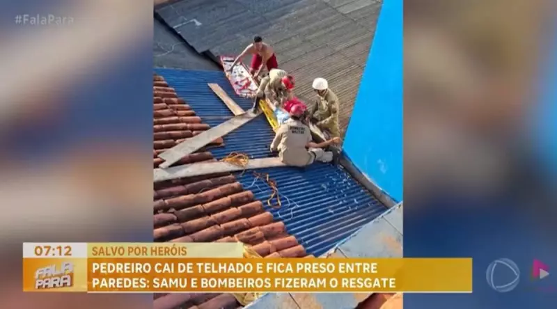 Pedreiro fica preso entre paredes após queda e é resgatado com sucesso na Bahia