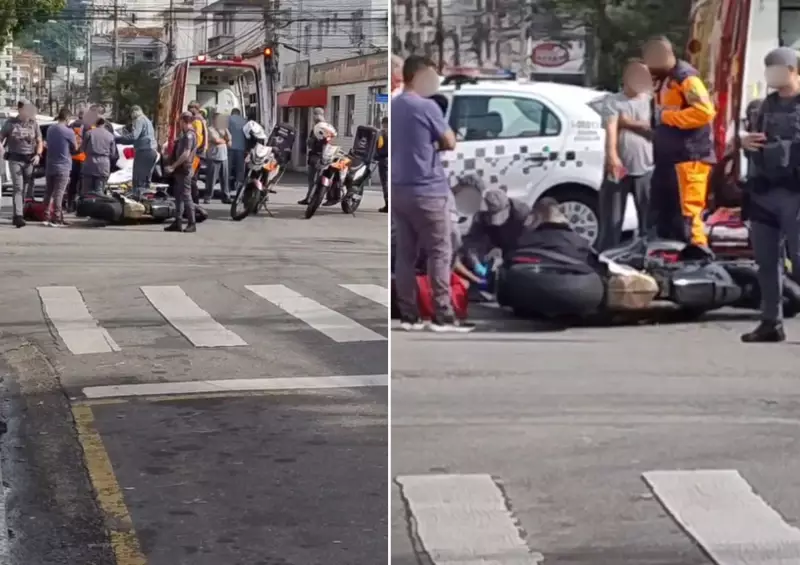 PM de folga fratura perna em acidente entre moto e caminhão em Santos, SP