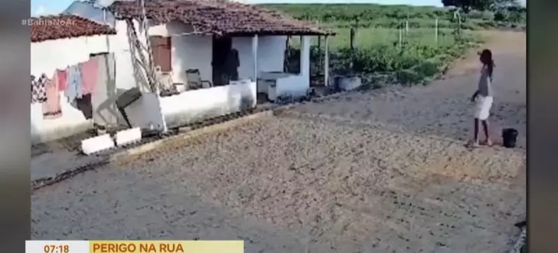 Pneu de carreta se solta e quase destrói varanda de casa na Bahia — veja o susto!