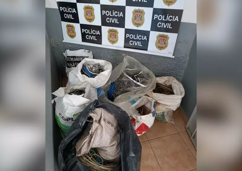 Polícia Civil apreende mais de 100 kg de fios de cobre e prende suspeito em Conchas