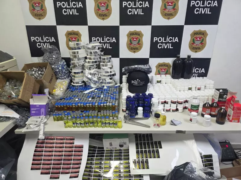 Polícia Civil apreende R$ 500 mil em drogas e desmonta fábrica clandestina de anabolizantes em Várzea Paulista