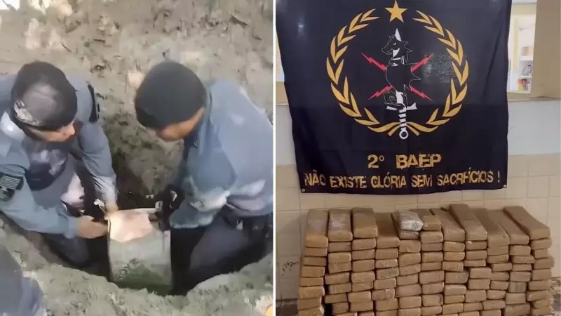 Polícia Militar descobre mais de 100 kg de drogas enterradas em mata de São Vicente, SP