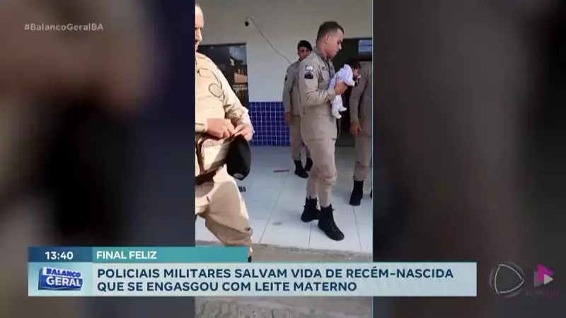 Policiais salvam bebê recém-nascida que se engasgou com leite materno em Porto Seguro