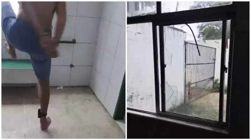 Preso tenta fugir de delegacia no Ceará, bate cabeça em vidro e é contido pela polícia | Vídeo