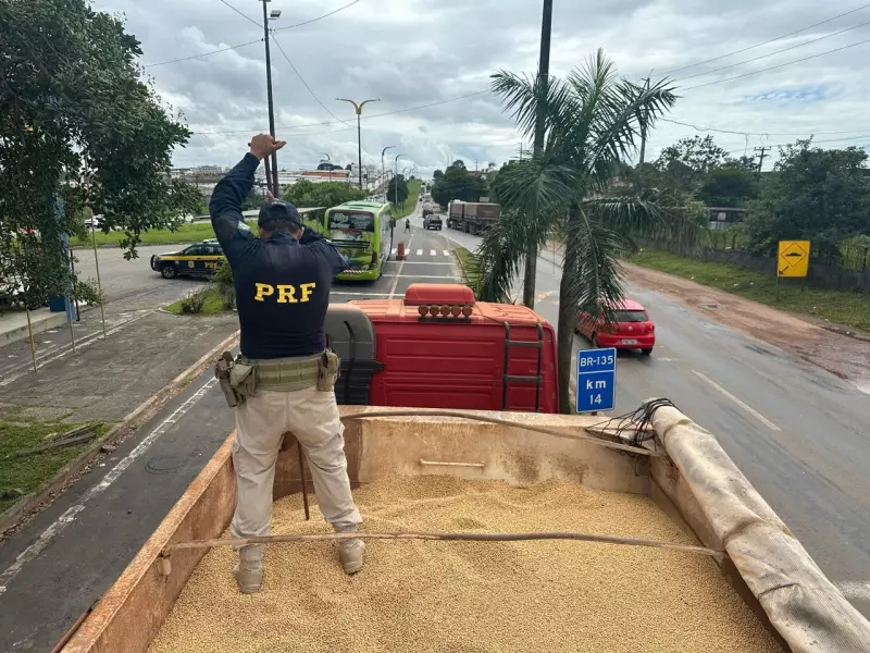 PRF apreende 29 tabletes de cocaína escondidos em carga de soja na BR-135 em São Luís