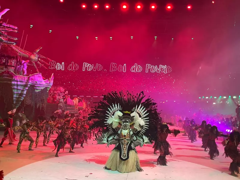 Ritual indígena Moyngó emociona e encerra apresentação do Garantido na 1ª noite do Festival de Parintins 2025
