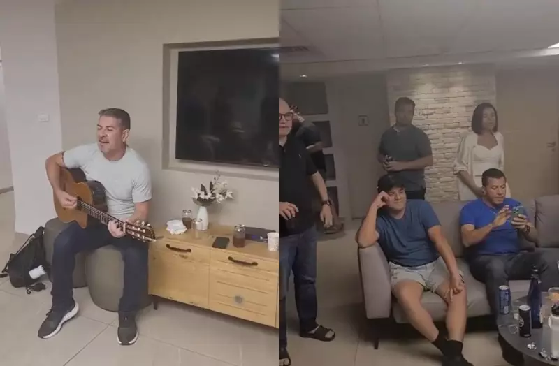 Secretário de Joinville usa música para aliviar tensão em comitiva israelense em bunker