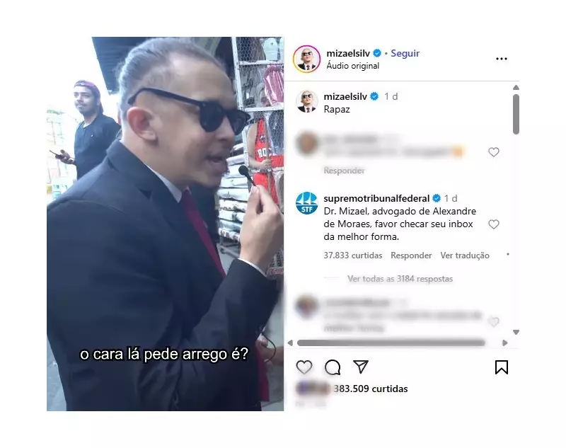 STF no Instagram: Perfil oficial interage com humorista paraibano e gera curiosidade