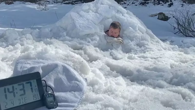 Suíço entra para o Guinness após ficar mais de duas horas sob a neve - Veja o vídeo impressionante!