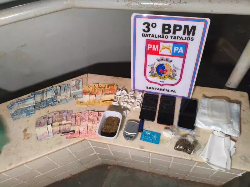 Suspeito de tráfico é preso pela Polícia Militar no bairro Prainha, em Santarém