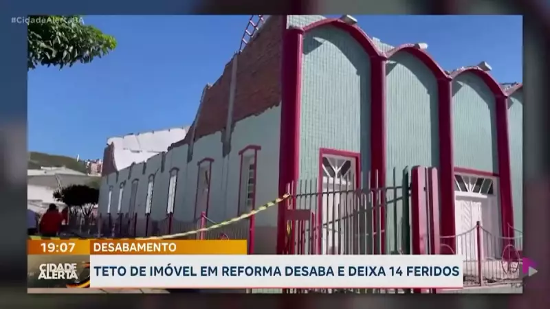 Teto de igreja em reforma desaba e deixa 14 feridos no interior da Bahia