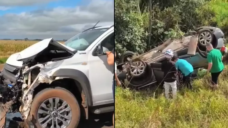 Tragédia em MS: motorista morre preso às ferragens após carro capotar na rodovia