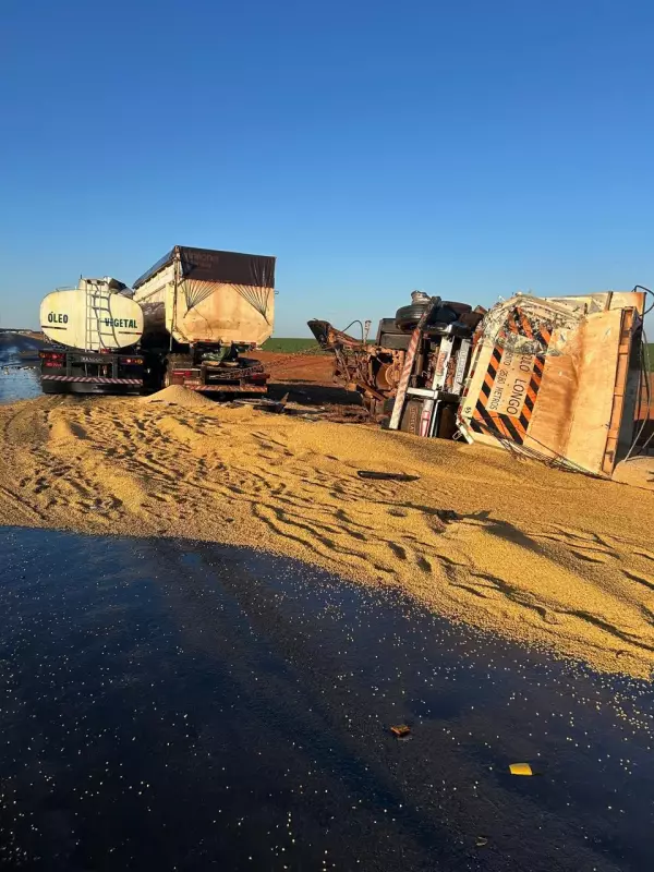 Tragédia em rodovia de MT: Colisão entre carretas com óleo e grãos deixa um morto e um ferido