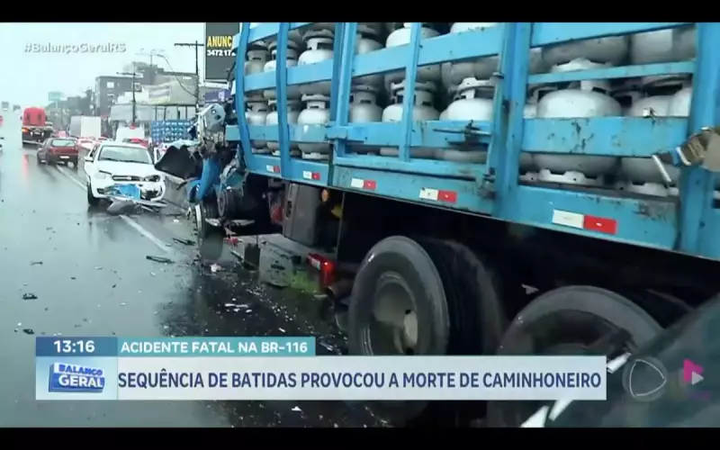 Tragédia na BR-116: Caminhoneiro morre em sequência de colisões no RS