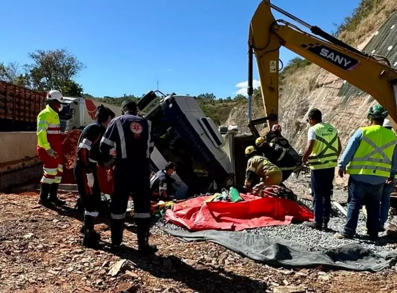 Tragédia na BR-135: Caminhão tomba e mata homem em acidente chocante