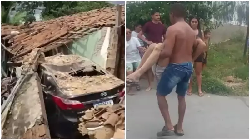 Tragédia no Ceará: Casa desaba após ser atingida por carro desgovernado e deixa quatro pessoas feridas