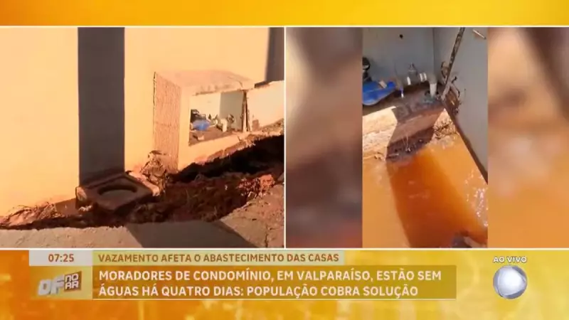 Valparaíso de Goiás enfrenta crise hídrica: moradores sem água há quatro dias devido a vazamento