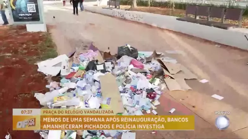 Vandalismo atinge Praça do Relógio em Taguatinga uma semana após reinauguração | DF