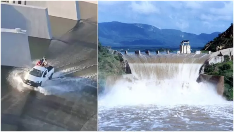 Veículo despenca de barragem de 60 metros no Ceará: vídeo impressionante