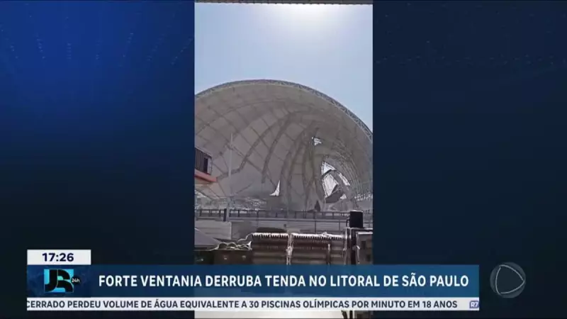 Ventos Fortes Derrubam Tenda em Bertioga, SP: Veja o Vídeo Impressionante!
