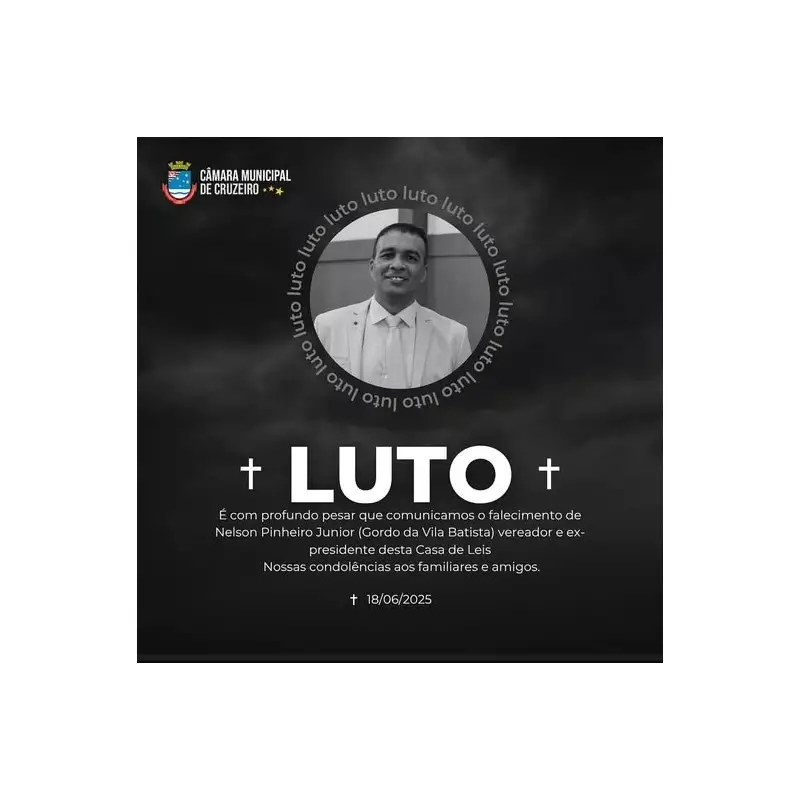 Vereador de Cruzeiro, conhecido como 'Gordo da Vila Batista', morre em acidente de carro