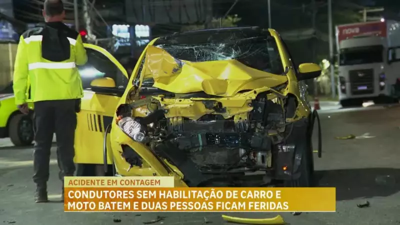 Acidente entre carro e moto em MG deixa duas pessoas feridas: condutores não tinham habilitação