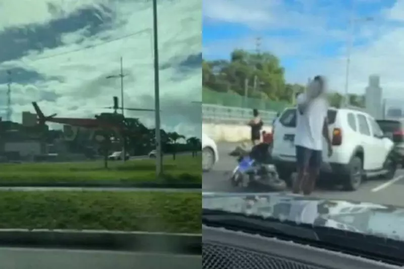 Acidente grave entre carro e moto paralisa a Avenida Paralela em Salvador