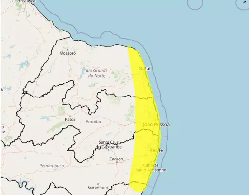 Alerta de chuvas intensas em Natal: INMET renova aviso para o RN