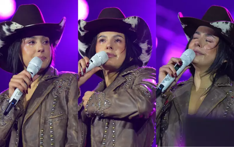 Ana Castela se emociona com homenagem da equipe e fala sobre pressão na carreira durante show em Guaxupé, MG