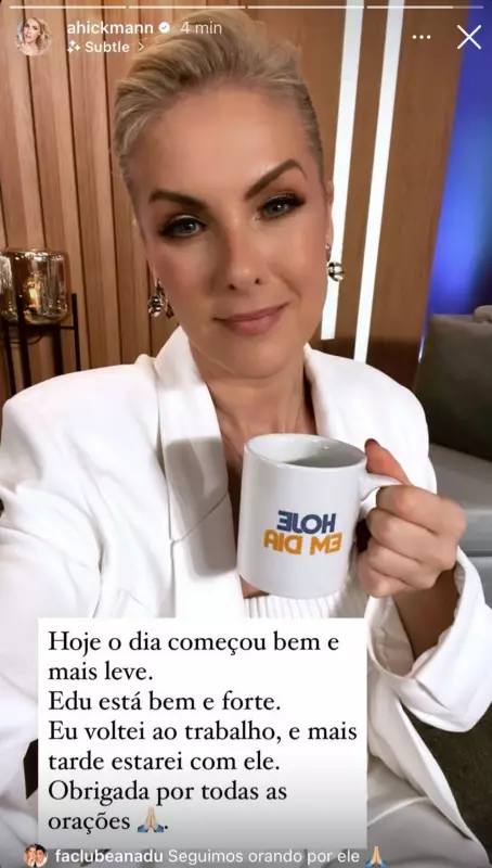 Ana Hickmann compartilha atualização sobre saúde de Edu após cirurgia contra câncer