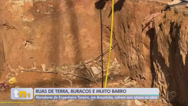 Atraso em obra de R$ 10 milhões deixa moradores de Araçatuba em meio a buracos e lama