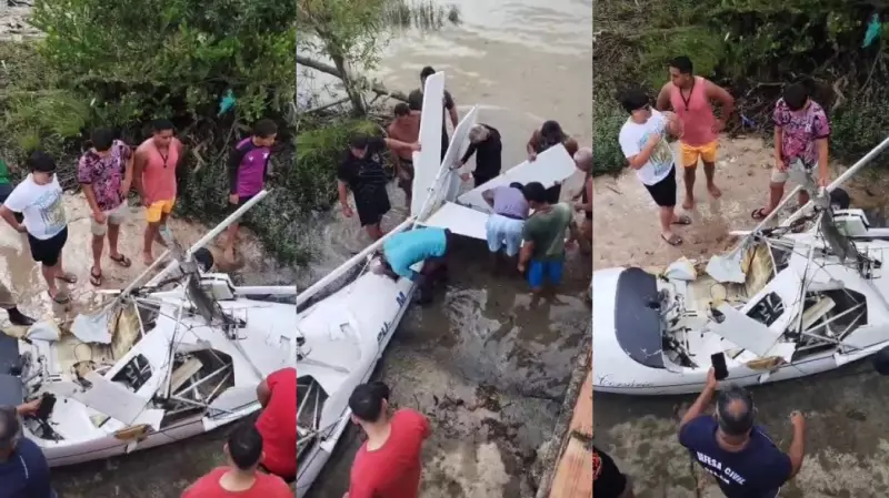 Avião de pequeno porte cai em praia de Mosqueiro, em Belém: veja o vídeo