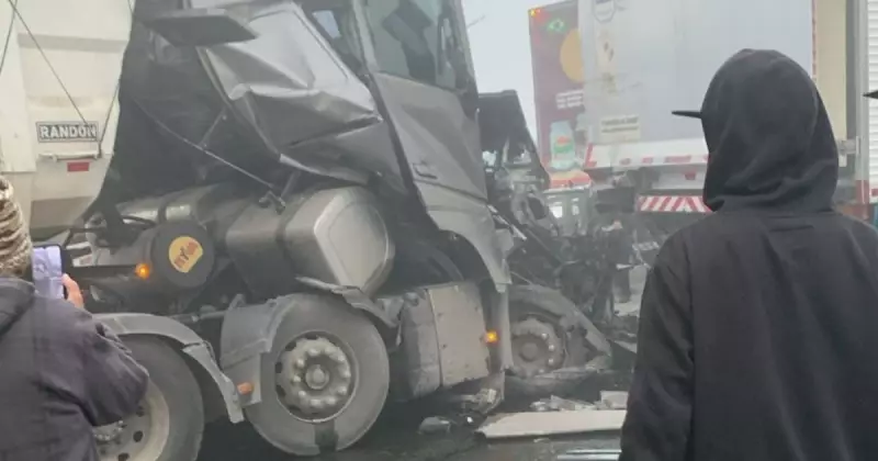 BR-101 em SC vira cenário de caos: 12 veículos destruídos em engavetamento — Veja as imagens chocantes!
