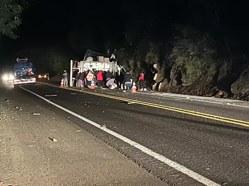 Caminhão tomba e 27 toneladas de frango congelado são saqueadas por multidão no Paraná