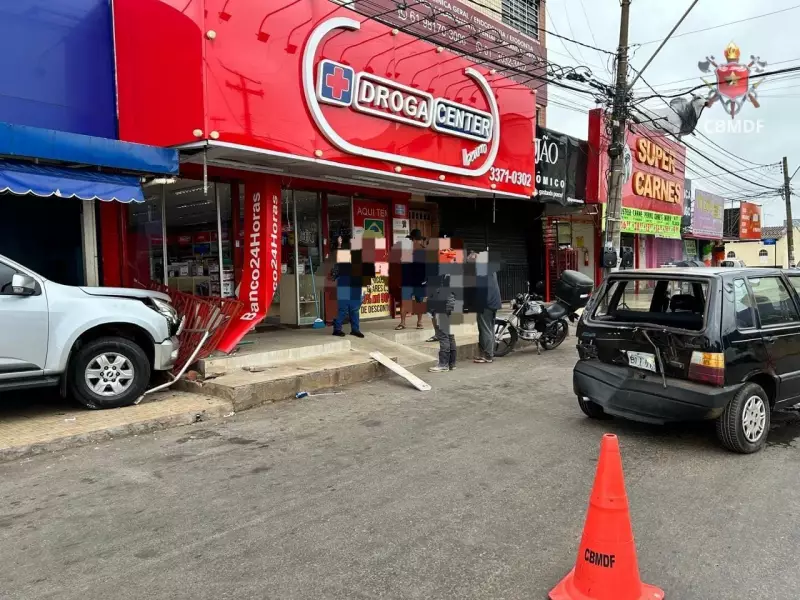 Caminhonete invade calçada e causa acidente em Ceilândia: veja detalhes
